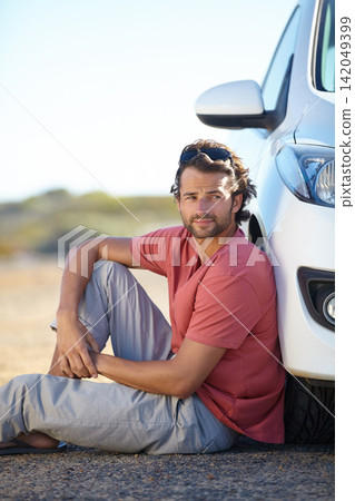 Male person, car and breakdown on road with engine, street and waiting for tow truck to help with transport emergency. Stress, man and motor crisis for mechanic repair, insurance and vehicle damage Male person, car and breakdown on road with engine, street and waiting for tow truck to help with transport emergency. Stress, man and motor crisis for mechanic repair, insurance and vehicle damage 142049399