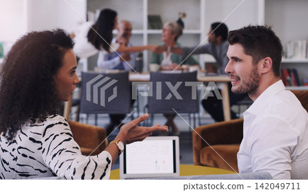 Collaboration, meeting and workshop with business people talking in boardroom of office together. Company, discussion or teamwork with man and woman employees in workplace for strategy planning Collaboration, meeting and workshop with business people talking in boardroom of office together. Company, discussion or teamwork with man and woman employees in workplace for strategy planning 142049711