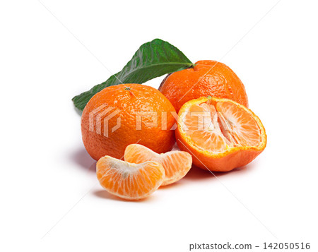 Fruit, citrus and tangerine for vitamin c, detox and healthy nutrition on isolated white background. Food, closeup and organic produce for natural wellness, health and eating on studio backdrop Fruit, citrus and tangerine for vitamin c, detox and healthy nutrition on isolated white background. Food, closeup and organic produce for natural wellness, health and eating on studio backdrop 142050516