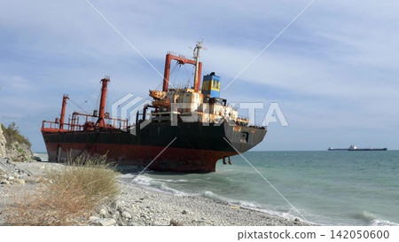 Kabardinka Russia June 22 2026 Rio cargo ship aground near the coast close to Kabardinka on the Black Sea Kabardinka Russia June 22 2026 Rio cargo ship aground near the coast close to Kabardinka on the Black Sea 142050600