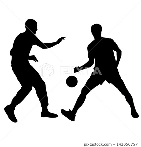 Black silhouettes of two male athletes playing basketball on white background Black silhouettes of two male athletes playing basketball on white background 142050757