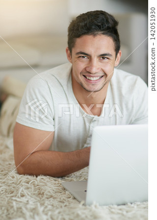 Man, laptop and student in home portrait, floor and browse for research on college project. Male person, lounge and university website for e learning, education and app for study or online class Man, laptop and student in home portrait, floor and browse for research on college project. Male person, lounge and university website for e learning, education and app for study or online class 142051930