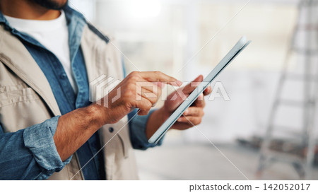 Architect, research and hands with tablet in building, info or plan for property development on web. Civil engineering, project and person with technology, construction and renovation design on app Architect, research and hands with tablet in building, info or plan for property development on web. Civil engineering, project and person with technology, construction and renovation design on app 142052017