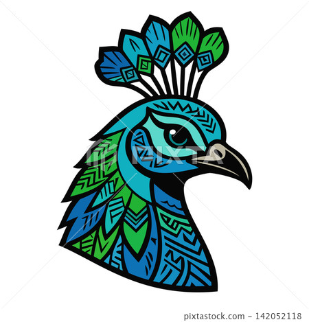 peacock head bird illustration design peacock head bird illustration design 142052118