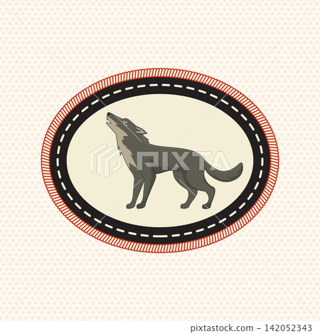 Wolf Scout Merit Badge Vector, Vintage Embroidery Animal Patch with Wildlife Symbol for Camping, Hiking, Outdoor Adventure and Nature Design Wolf Scout Merit Badge Vector, Vintage Embroidery Animal Patch with Wildlife Symbol for Camping, Hiking, Outdoor Adventure and Nature Design 142052343