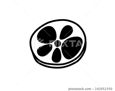 Hand-drawn lotus root vegetable illustration in black Hand-drawn lotus root vegetable illustration in black 142052350