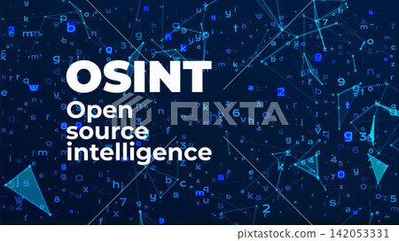 Open Source Intelligence Concept Background with Digital Network Connections, Futuristic Data Analytics Visualization Open Source Intelligence Concept Background with Digital Network Connections, Futuristic Data Analytics Visualization 142053331