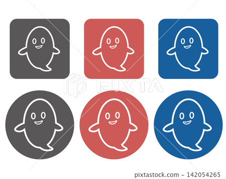 Cute Halloween ghost icon set Cute Halloween ghost icon set 142054265