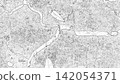 Abstract paving stone crack pattern with leaves, line art sketch background for architectural design, outdoor construction presentation, garden landscaping layout, and print template. 142054371
