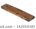 Antique carpenter's boxwood ruler with spirit level from 19th century isolated on white. 142054385