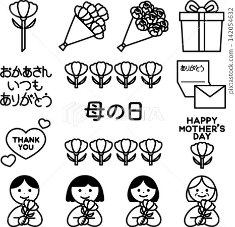 母親節單色插畫套裝 母親節單色插畫套裝 142054632