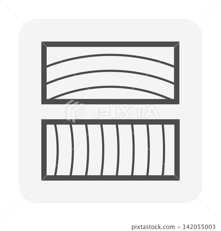 Wood grain texture material cross section expandable vector icon. 142055003