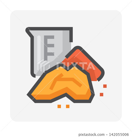 Chemical treatment vector icon, laboratory beaker, mineral media, water purification symbol. Chemical treatment vector icon, laboratory beaker, mineral media, water purification symbol. 142055006