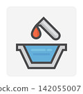 Water treatment chemical dosing vector icon, laboratory test tube, processing tank symbol. 142055007