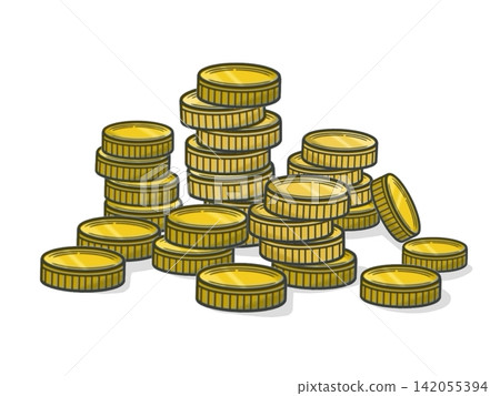 Illustration of many coins piled up Illustration of many coins piled up 142055394