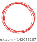 Hand-drawn swirling red circles 142056167