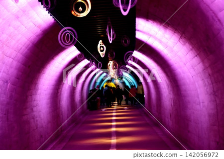 Illumination of the Fukuroda Falls Tunnel (Tunnel of Light) in Daigo Town, Ibaraki Prefecture 142056972