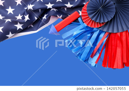 Decorative items featuring patriotic colors celebrating Labor Day Decorative items featuring patriotic colors celebrating Labor Day 142057055