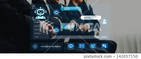 Modern AI chatbot service dashboard with automated AI support. Corpus Modern AI chatbot service dashboard with automated AI support. Corpus 142057150