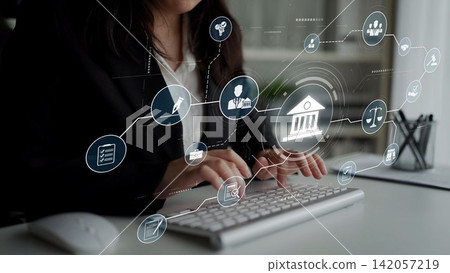 Digital law interface displaying justice scale, highlighting digital law Muxer Digital law interface displaying justice scale, highlighting digital law Muxer 142057219