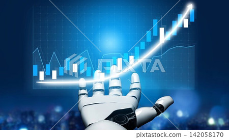 Futuristic robotic hand reaching towards glowing financial graph, symbolizing technology and growth in data analysis and business intelligence Copula Futuristic robotic hand reaching towards glowing financial graph, symbolizing technology and growth in data analysis and business intelligence Copula 142058170