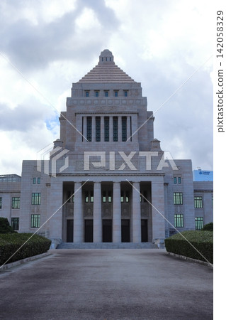 In front of the main entrance of the National Diet Building In front of the main entrance of the National Diet Building 142058329