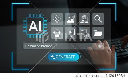 User Engaging with Artificial Intelligence Tools on Digital Interface Displaying Command Prompt and Various AI Application Icons Gluon User Engaging with Artificial Intelligence Tools on Digital Interface Displaying Command Prompt and Various AI Application Icons Gluon 142058684