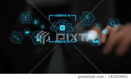 Futuristic Concept of Artificial Intelligence with Hexagonal Icons Representing Machine Learning, Automation, and Data Analysis Interacting with Human Input Gluon Futuristic Concept of Artificial Intelligence with Hexagonal Icons Representing Machine Learning, Automation, and Data Analysis Interacting with Human Input Gluon 142058691