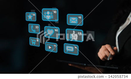 Social Media Interaction and Digital Communication Icons Marrow Social Media Interaction and Digital Communication Icons Marrow 142058734