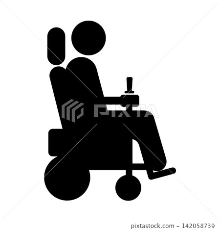 Electric wheelchair / Pictogram for independent living support and welfare housing environment (black/gray) Electric wheelchair / Pictogram for independent living support and welfare housing environment (black/gray) 142058739