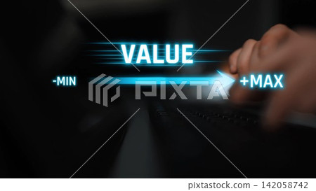 Value slider indicator with glowing bar showing minimum to maximum Marrow Value slider indicator with glowing bar showing minimum to maximum Marrow 142058742