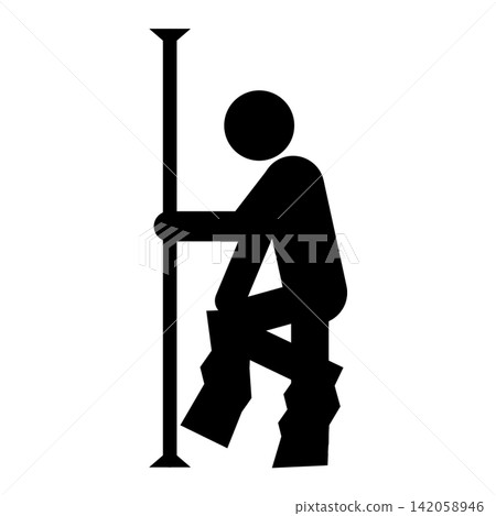 Standing dressing (pole-type handrail) / Pictogram for independent living support and welfare living environment (black/gray) Standing dressing (pole-type handrail) / Pictogram for independent living support and welfare living environment (black/gray) 142058946