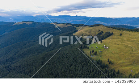 Drone view of Kukul mountains in the Carpathians of Ukraine Drone view of Kukul mountains in the Carpathians of Ukraine 142059900