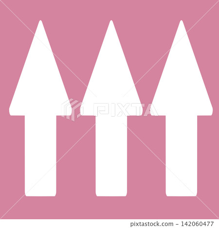 Transparent cutout material featuring upward-pointing arrows lined up on a dusty pink background. Transparent cutout material featuring upward-pointing arrows lined up on a dusty pink background. 142060477