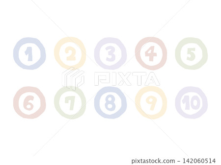 A set of hand-drawn illustrations of numbers enclosed in circles (pastel colors) A set of hand-drawn illustrations of numbers enclosed in circles (pastel colors) 142060514