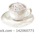 A watercolor illustration of a Viennese coffee in a white cup. 142060773