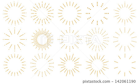Simple background illustration material with golden converging lines: Sunburst Simple background illustration material with golden converging lines: Sunburst 142061190