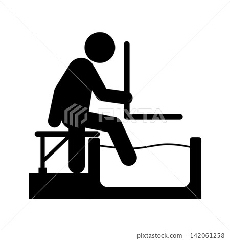 Sitting and stepping over in a bathtub (transfer platform/handrail) / Pictogram for independent living support and welfare living environment (black/gray) 142061258