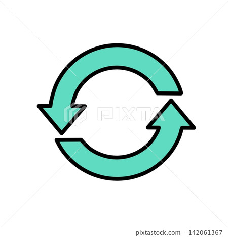 Green circular recycling arrow icon illustration material Green circular recycling arrow icon illustration material 142061367