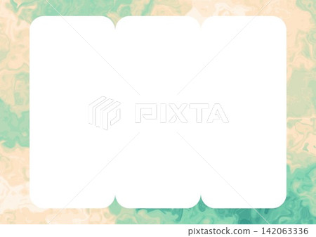 Green and beige triple rounded watercolor frame Green and beige triple rounded watercolor frame 142063336