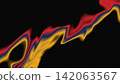Abstract noise grainy fluid wave background with red yellow and blue gradient distortion on black, digital illustration asset for modern web design, futuristic poster, and event banner 142063567