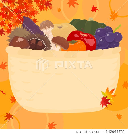 Autumn Harvest Festival Frame with Basket of Autumn Delicacies - Square Autumn Harvest Festival Frame with Basket of Autumn Delicacies - Square 142063731