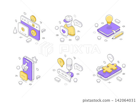 Modern Content Creation And Digital Marketing Strategy Isometric Vector Illustration Icon Set Modern Content Creation And Digital Marketing Strategy Isometric Vector Illustration Icon Set 142064031