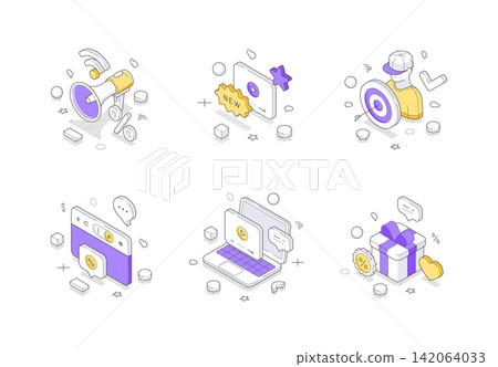 Modern Digital Marketing Strategy And Promotion Business Isometric Vector Illustration Icon Set Modern Digital Marketing Strategy And Promotion Business Isometric Vector Illustration Icon Set 142064033