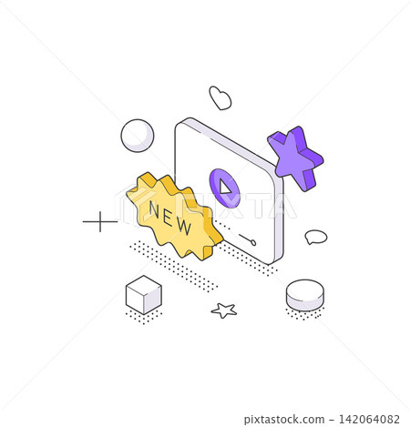 New Product Or Feature Update And Rating Star Isometric Vector Illustration New Product Or Feature Update And Rating Star Isometric Vector Illustration 142064082