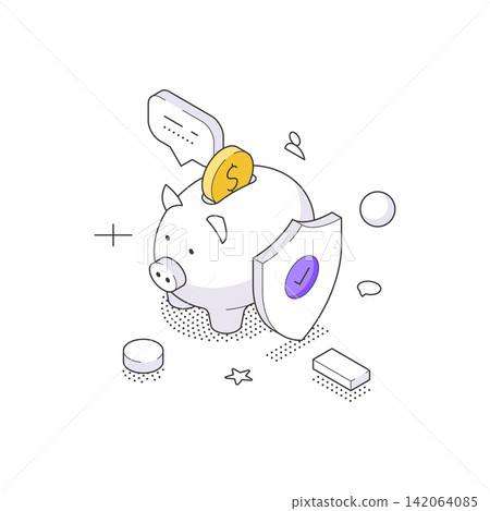 Secure Money Savings And Financial Deposit Protection Concept Isometric Vector Illustration Secure Money Savings And Financial Deposit Protection Concept Isometric Vector Illustration 142064085