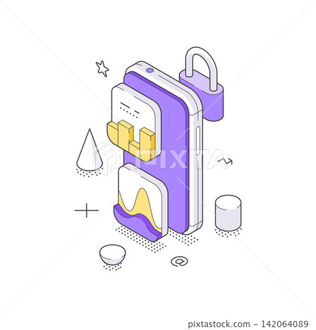 Secure Mobile App Interface And User Account Isometric Vector Illustration Secure Mobile App Interface And User Account Isometric Vector Illustration 142064089