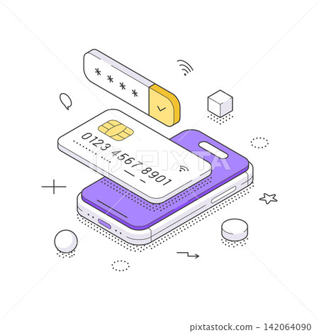 Secure Online Payment And Mobile Banking Concept Isometric Vector Illustration Secure Online Payment And Mobile Banking Concept Isometric Vector Illustration 142064090