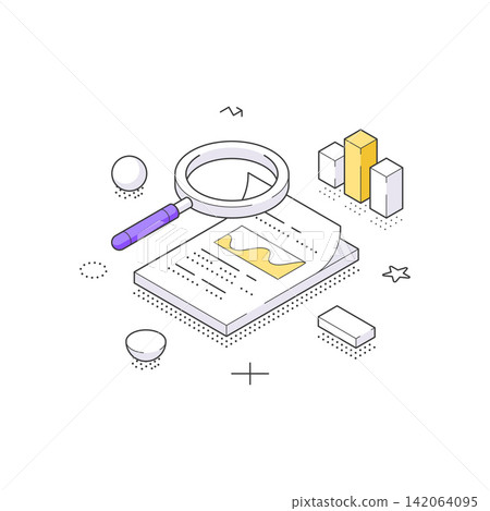 Data Research And Document Analysis Isometric Vector Illustration 142064095