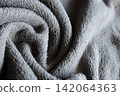 Dark Grey Microfiber Fabric Texture Background with Soft Waves 142064363